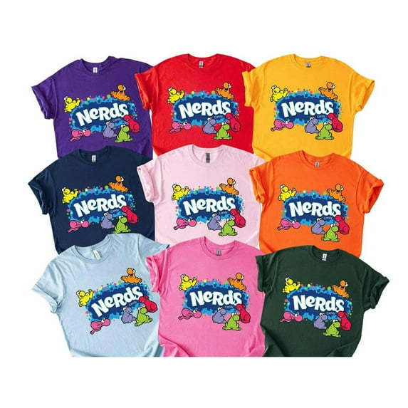 Nerds Candy Halloween Costume Shirt, Halloween Chocolate Bar Group Costumes, Halloween Costume for Family Group T Shirt,Light Pink Color,Size 2XL