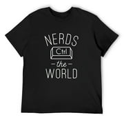 Nerds Ctrl The World Men'S Short Sleeve Graphic T-Shirt Black Small