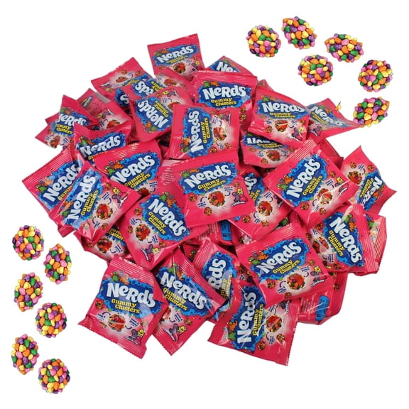 Nerds Gummy Cluster Treat Size Bags - 1 LB - Bulk Individually Wrapped Candy - Gummy Candy Coated in Iconic Nerds Candy - Nerd Clusters - Queen Jax Candy - Nerds Candy Bulk - Nerd Gummy Clusters Bulk