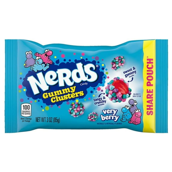 Nerds Gummy Clusters Candy, Very Berry, Share Size (Pack of 20)