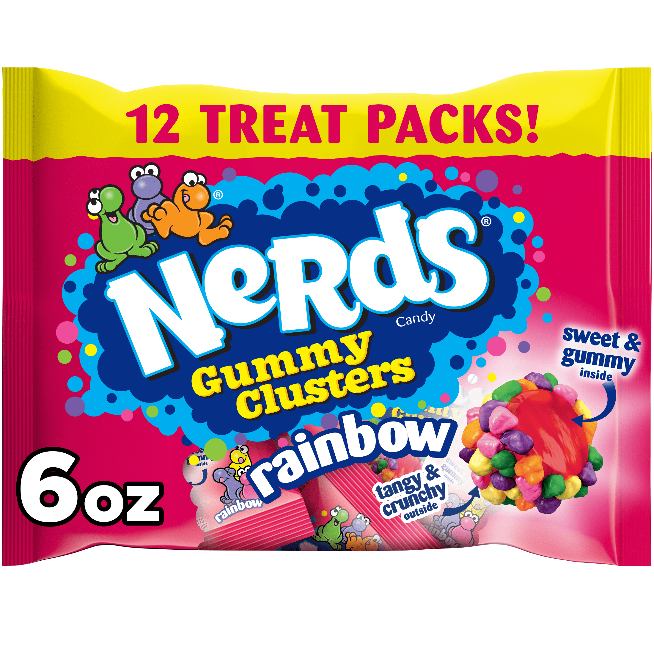 Nerds Gummy Clusters, Rainbow Candy, 6 oz Treat Packs, 12 Count