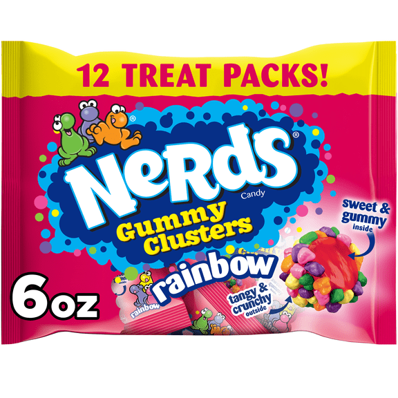 Nerds Gummy Clusters, Rainbow Candy, 6 oz Treat Packs, 12 Count