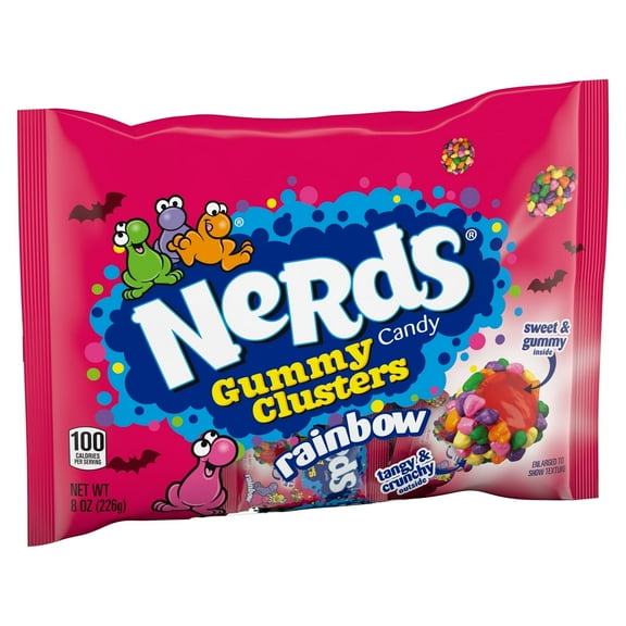 Nerds Gummy Clusters, Rainbow Halloween Trick-or-Treat Candy, 16 Treat-Sized Pouches, 8 Total Ounces
