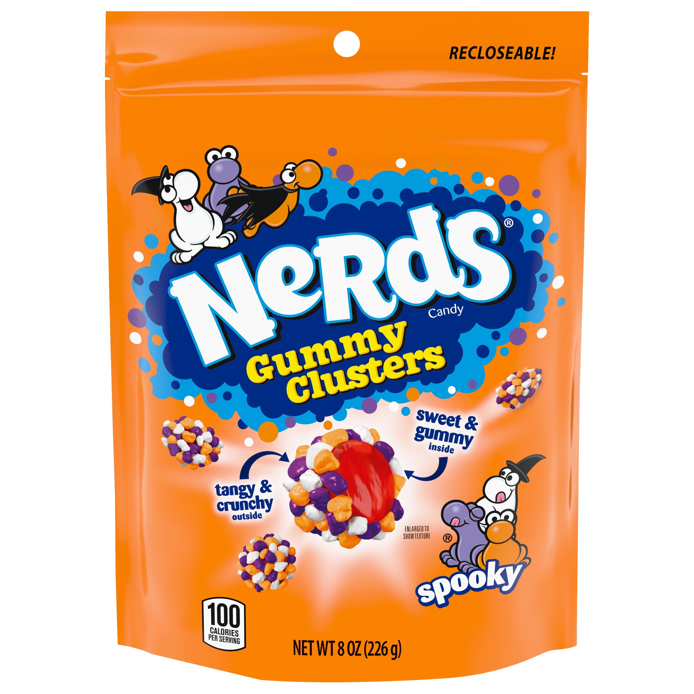 Nerds Spooky Gummy Clusters, Halloween Candy, Trick-or-Treat, 8 Ounce Resealable Pouch