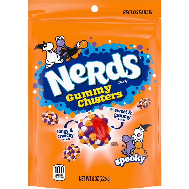 NERDS Spooky Gummy Clusters, Halloween Candy, 8 Ounce Resealable