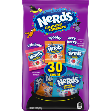 Nerds Gummy Clusters Spooky, Rainbow, Very Berry, Halloween Candy, 15 oz Bag, 30 Count