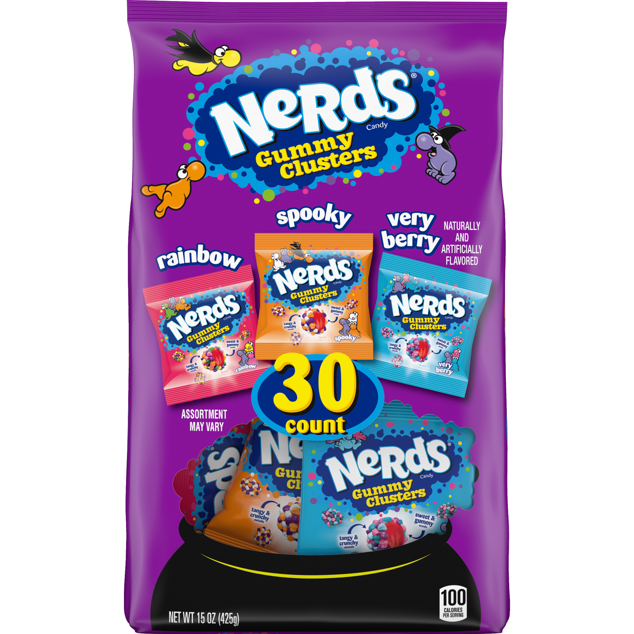 Nerds Gummy Clusters Spooky, Rainbow, Very Berry, Halloween Candy, 15 ...