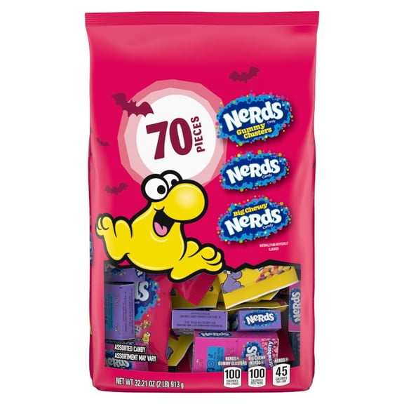 Nerds Halloween Variety Mix, Halloween Candy, 70 Pieces, 32.21 Ounces, Trick-or-Treat Nerds Assorted Variety Bag