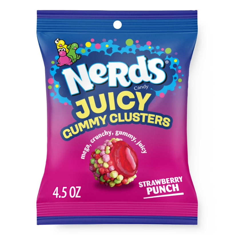 NERDS Juicy Gummy Clusters, Strawberry Punch, Juicy and Gummy Candy, for Snacking and Sharing, 4.5 oz Bag