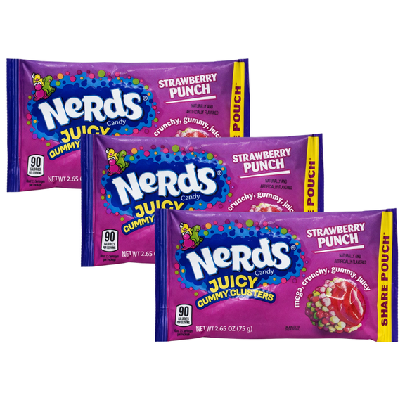 Nerds Juicy Gummy Clusters Strawberry Punch Candy, 2.65 oz Share Pouch (3-Pack)