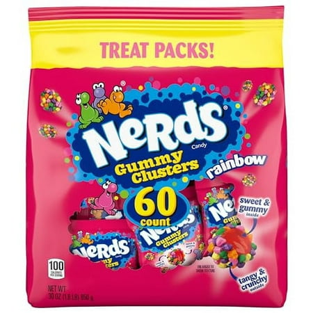 Nerds Gummy Clusters Treat Packs 60 Count 30 Ounce Bag