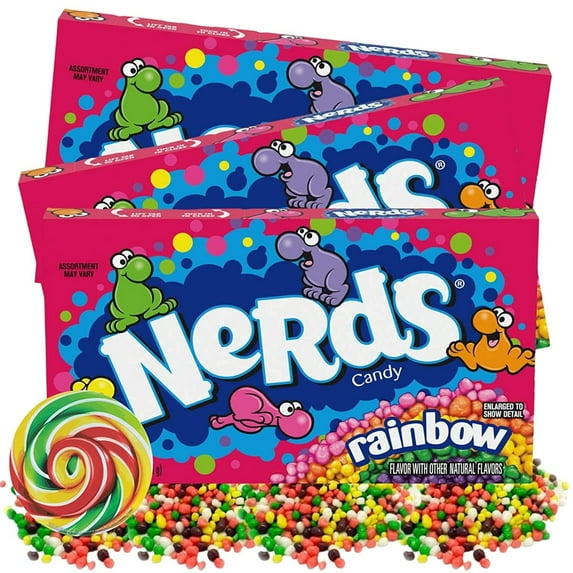 Nerds Rainbow Movie Theater Box Candy, Birthday Party Favors, Pack of 3, 5 Ounces per Box