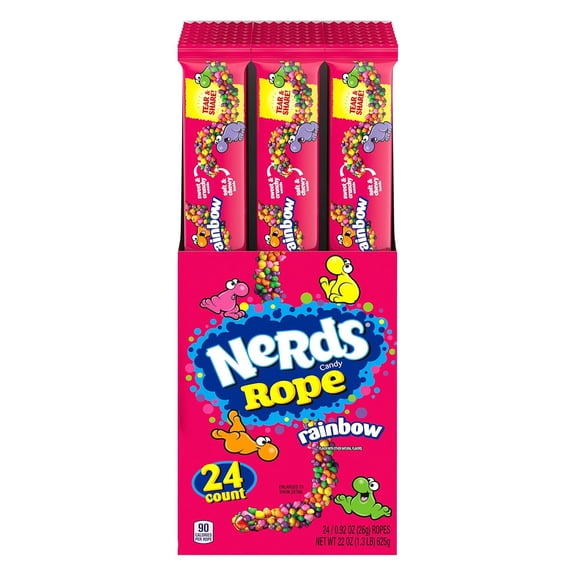 Nerds Rope Candy, Rainbow, 0.92 Ounce Pack of 24