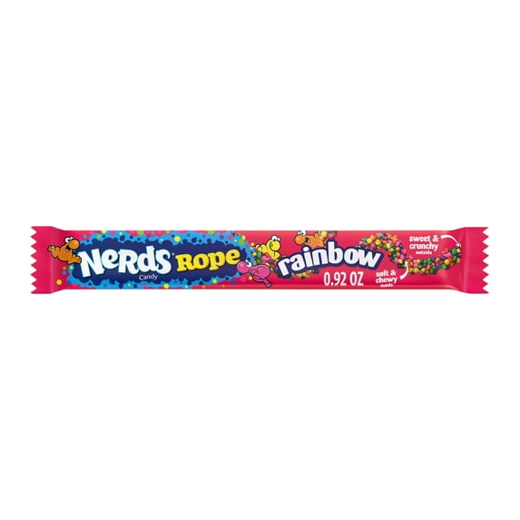 Nerds Rope, Candy, Rainbow, Crunchy And Gummy, 0.92 Oz