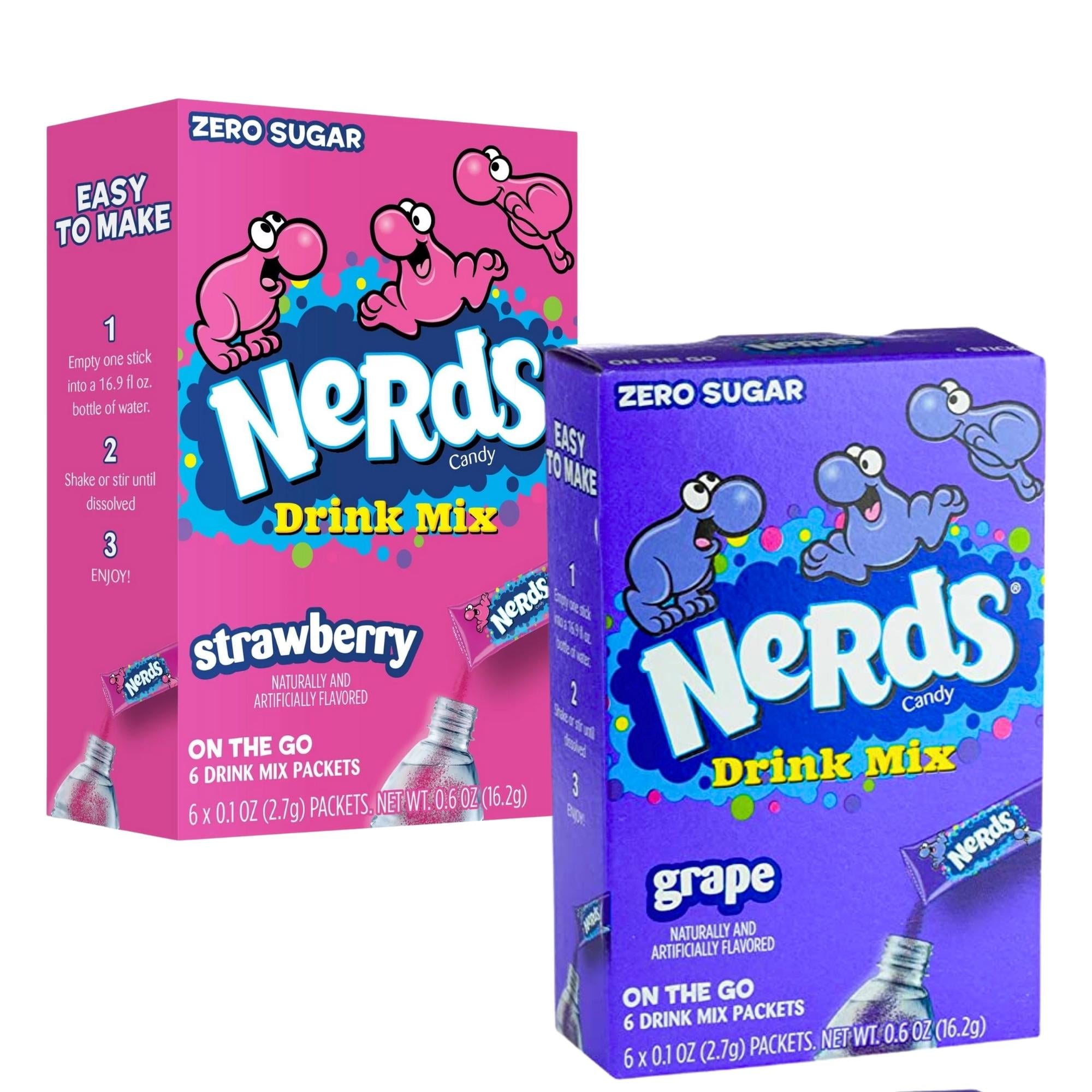 Nerds Singles To Go Powdered Drink Mix, 1 Strawberry and 1 Grape Flavor Sugar Free Low Calories