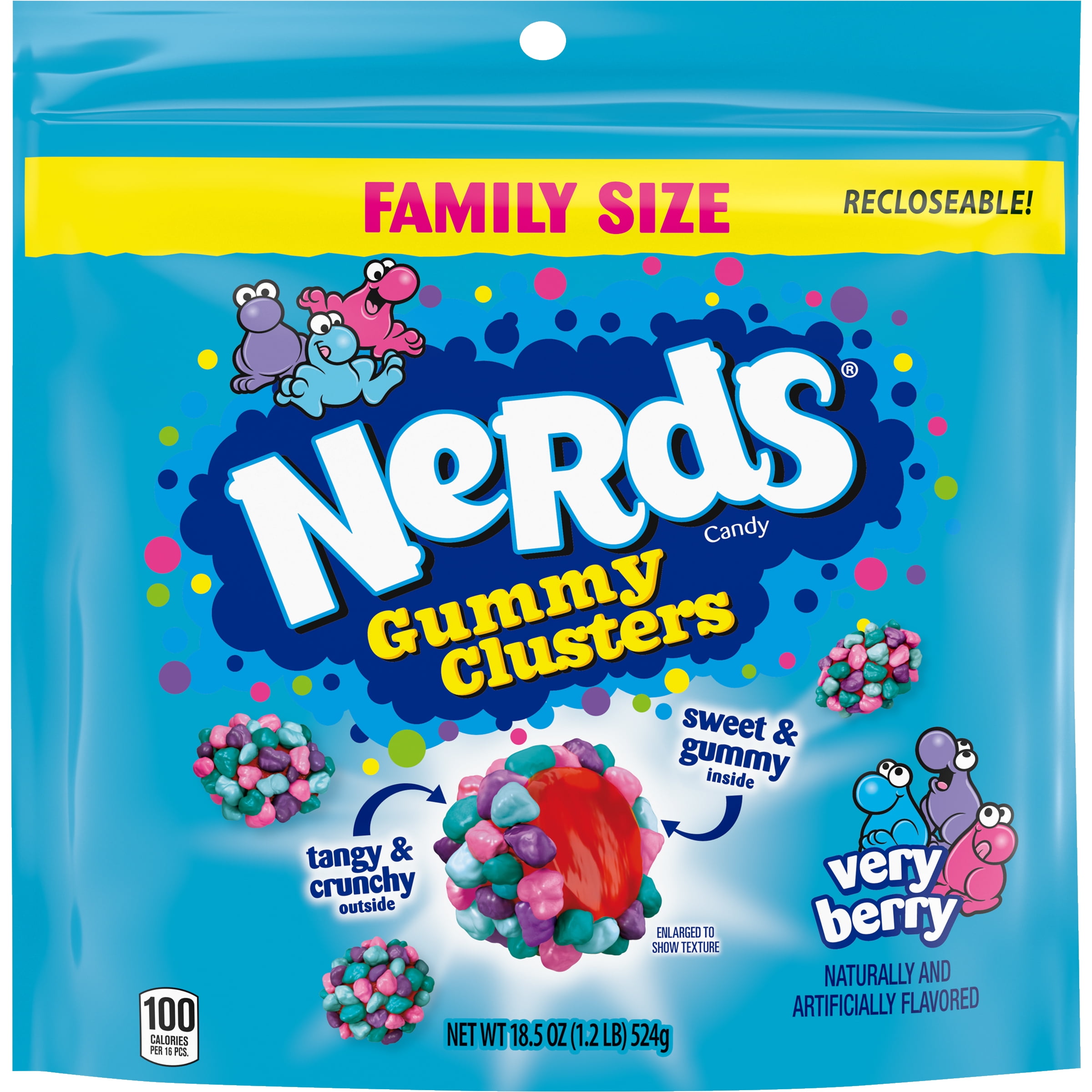 NERDS Gummy Clusters Very Berry, Crunchy and Gummy Candy, 18.5 oz