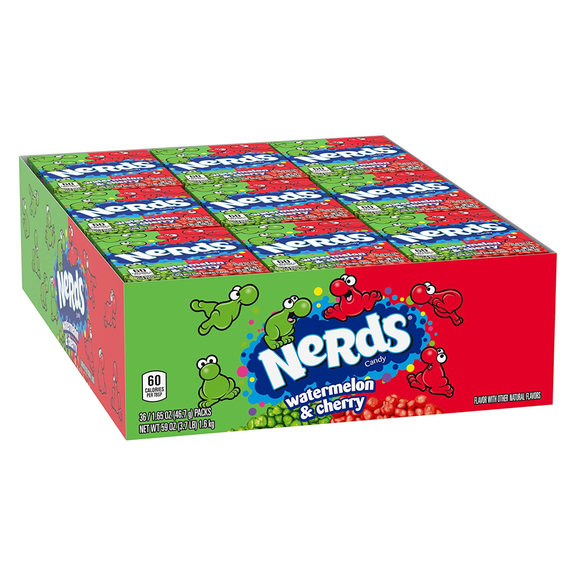 Nerds Watermelon & Cherry Candy Box, 1.65 Ounce, Pack of 36