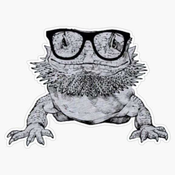Nerdy Bearded Dragon Lizard Pet Wearing Thick Round Glasses Intelligent Reptile Decal For Notebook Sticker