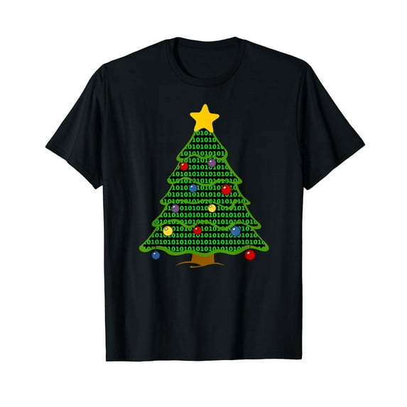 Nerdy Binary Code Christmas Tree T-Shirt computer geek gifts