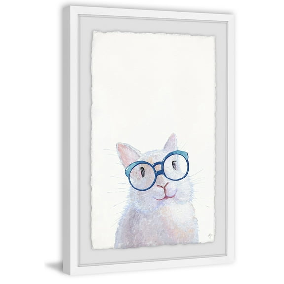 Nerdy Bunny Framed Painting Art Print, 16.00" x 1.50"