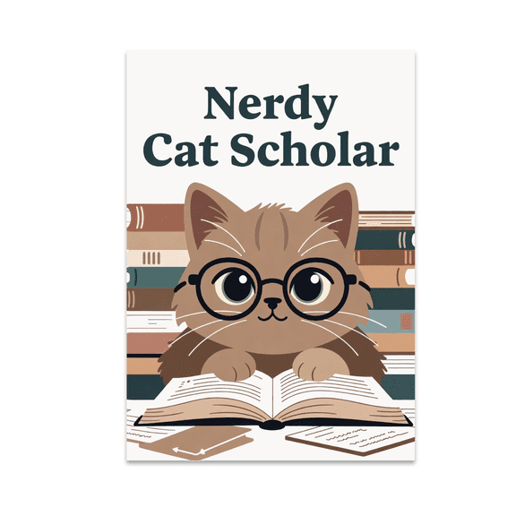 Nerdy Cat Scholar Wall Art - Cat Lover - 13x19 Poster Print