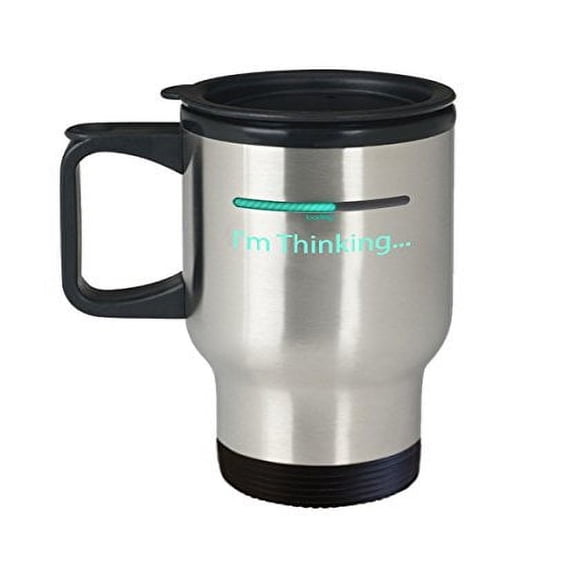 Nerdy Coffee Travel Mug - "Loading I'm Thinking" - 14oz Stainless Steel Geek Gift