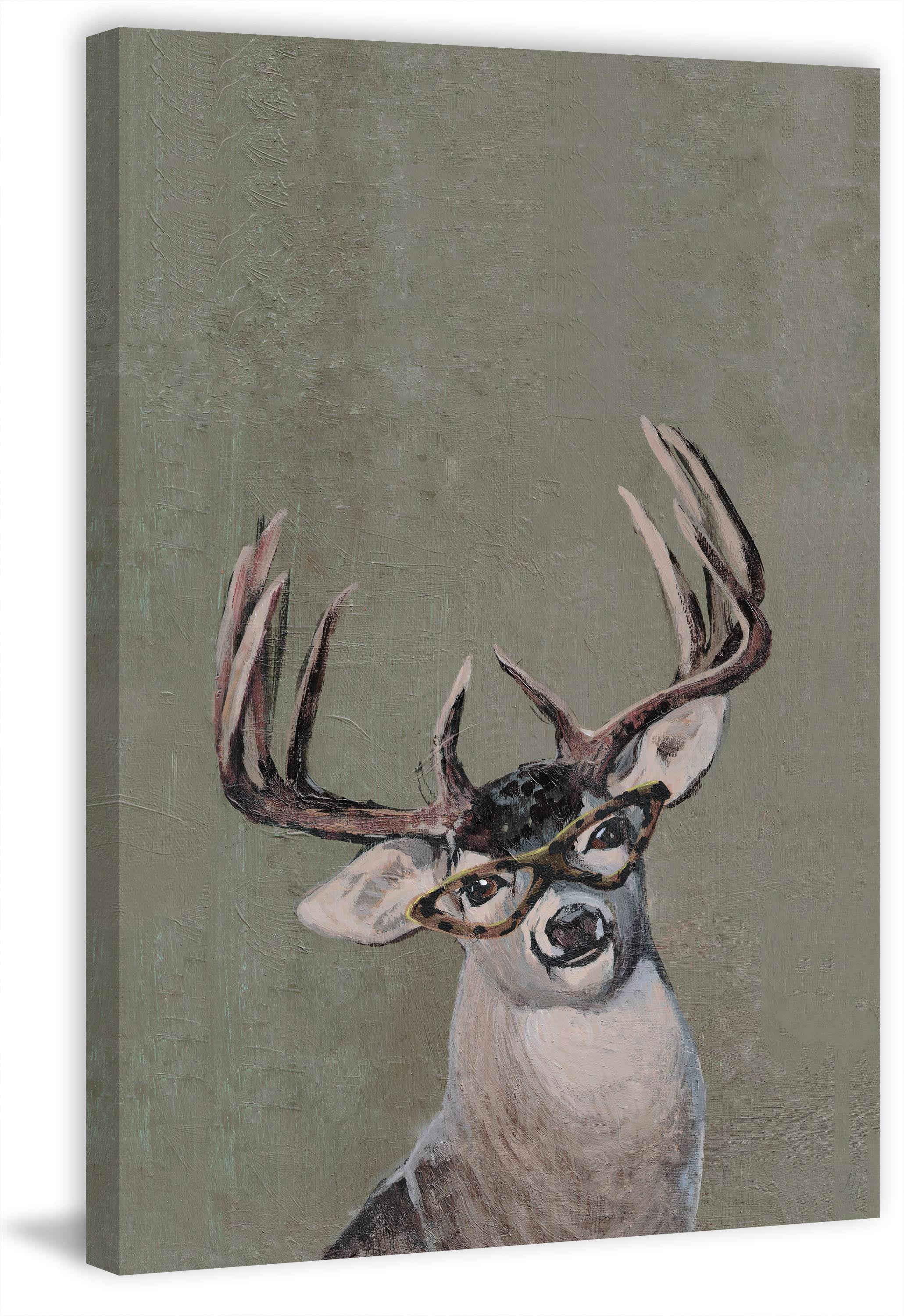Nerdy Deer II Painting Print on Wrapped Canvas