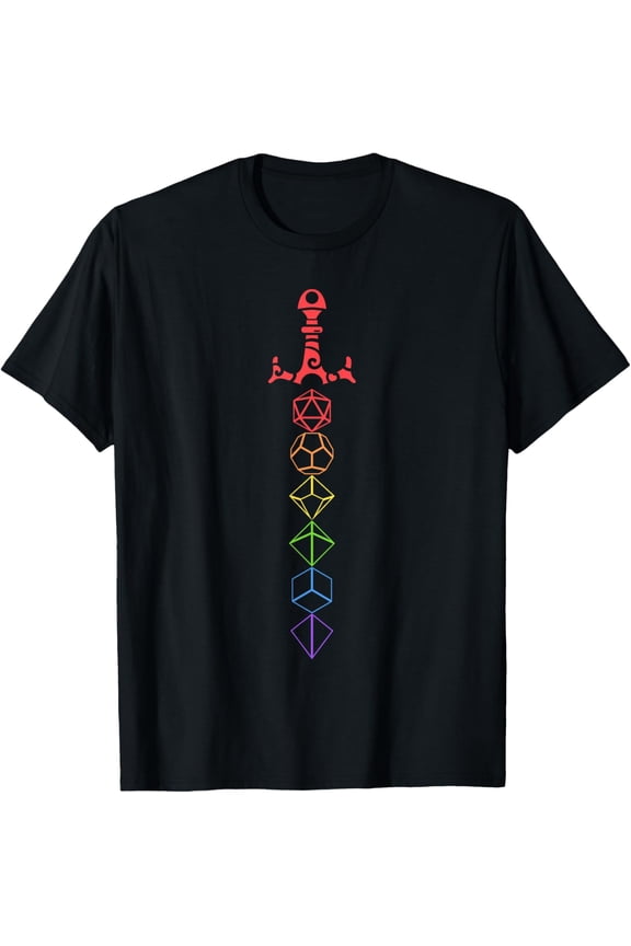 Nerdy Dice Set Collector Sword LGBT Pride D20 Shirts Mens T-Shirt