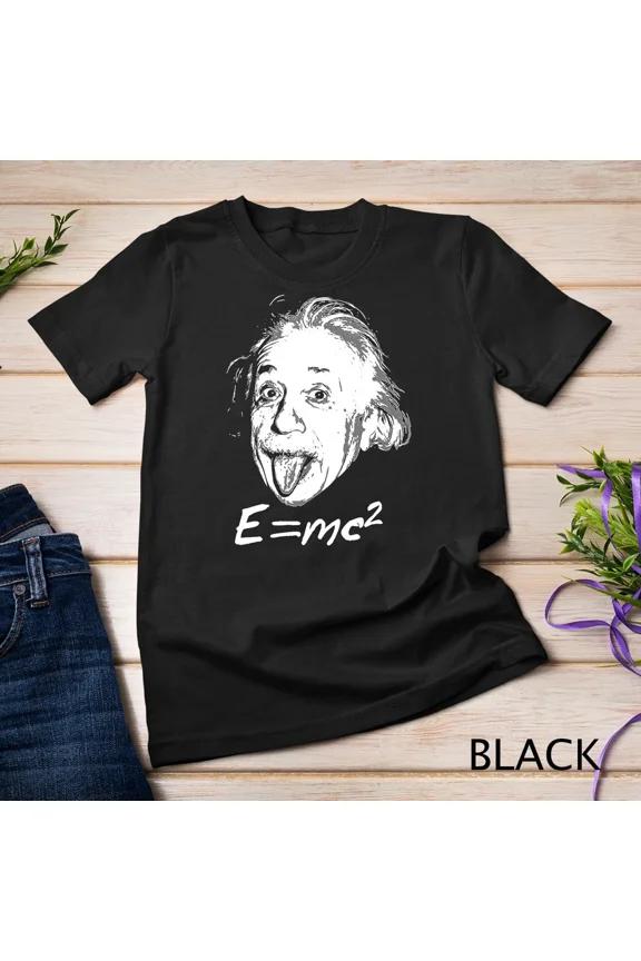Nerdy Einstein sticking tongue out E=mc2 Physics Teacher T-Shirt Unisex T-shirt