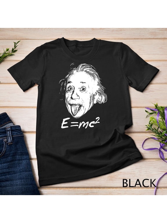 Nerdy Einstein sticking tongue out E=mc2 Physics Teacher T-Shirt Unisex T-shirt