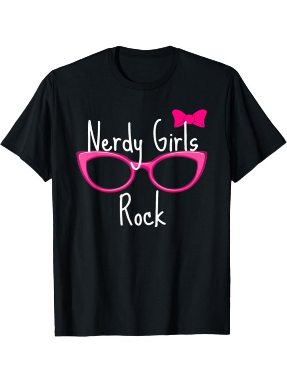 Nerdy Girls Rock T Shirt Gamer Geek Chic Fun Cute Nerd Shirt T-Shirt