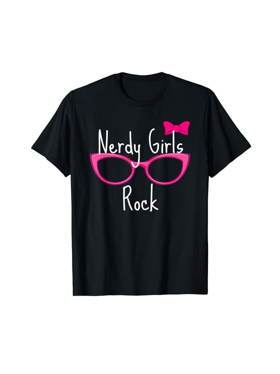 Nerdy Girls Rock T Shirt Gamer Geek Chic Fun Cute Nerd Shirt