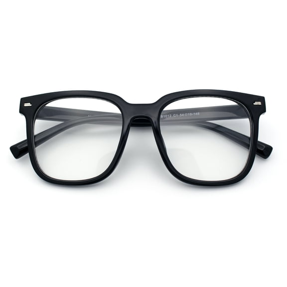 Nerdy Large Horn Rim Rectangular Blue Light Filtering Computer Eyeglasses Black