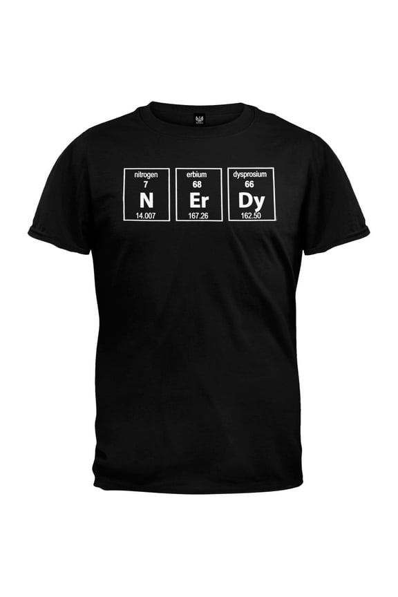 Nerdy Periodic Table Black T-Shirt - X-Large