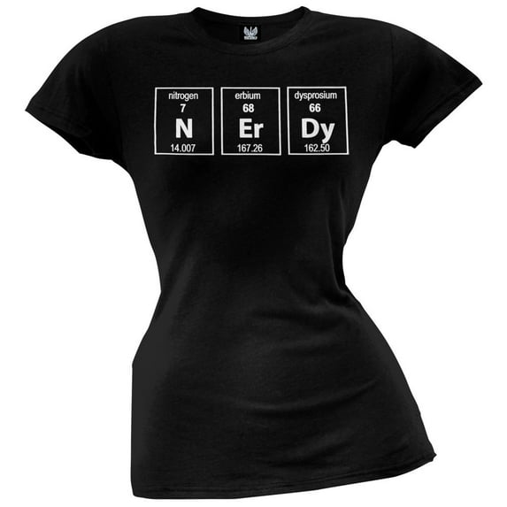 Nerdy Periodic Table Juniors Black T-Shirt - Large