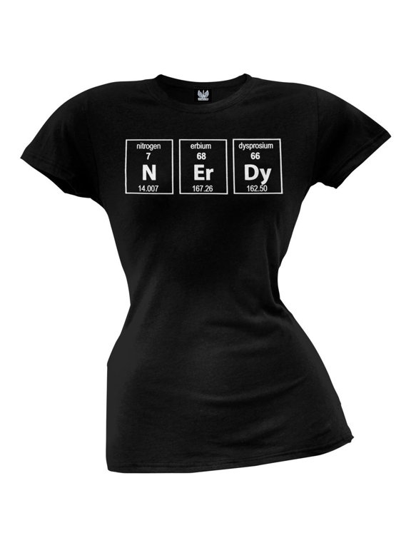 Nerdy Periodic Table Juniors Black T-Shirt - X-Large