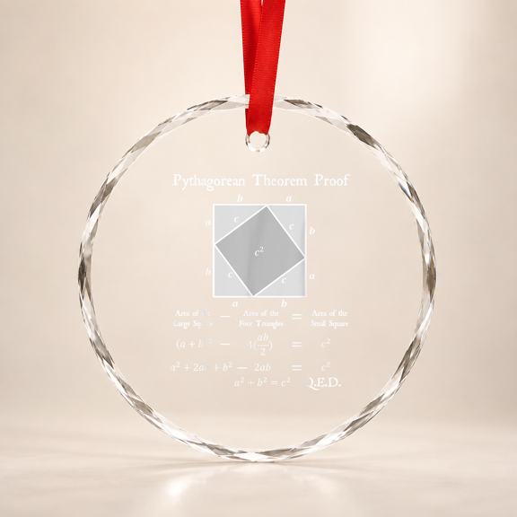 Nerdy Pythagorean Theorem Proof Triangles Math Teacher Geek Glass Ornament