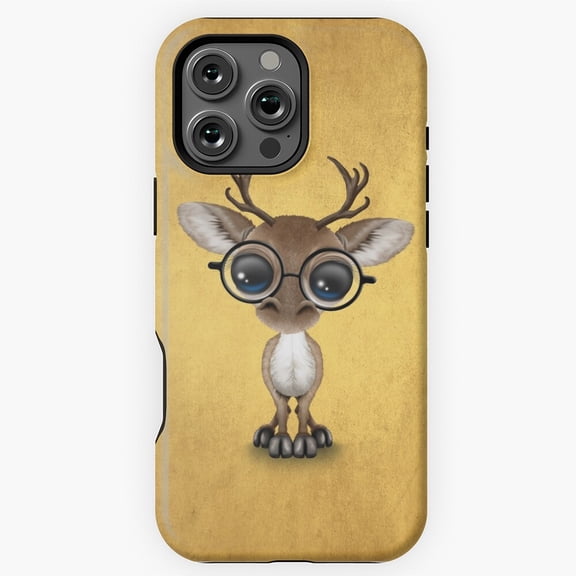 Nerdy Reindeer With Glasses Phone Case for iPhone 11 12 13 14 15 16 17 Pro Max
