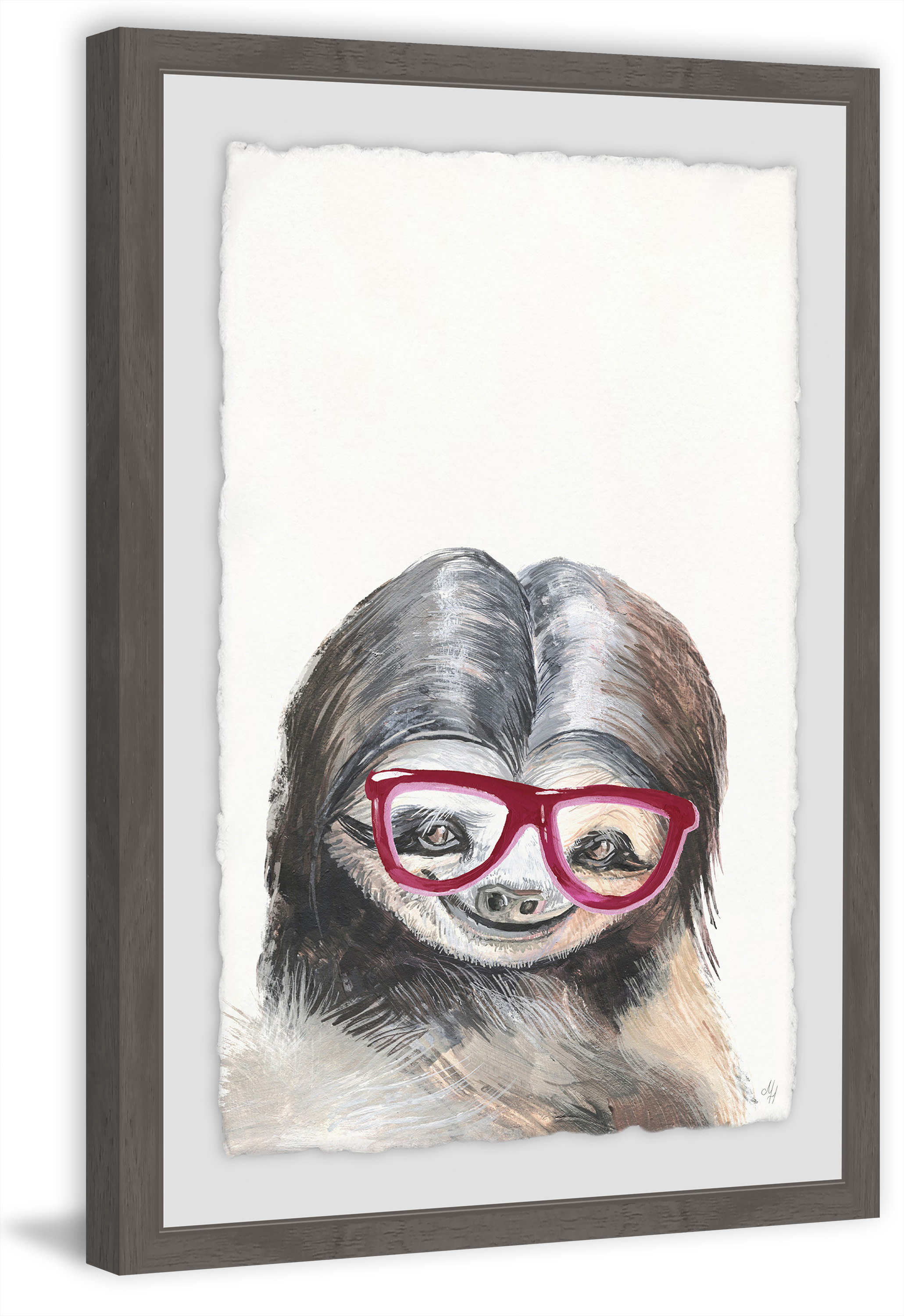 Nerdy Sloth Framed Painting Print