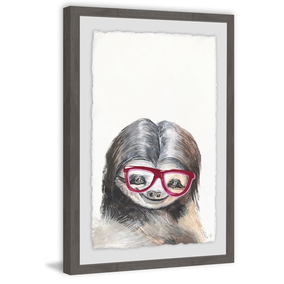 Nerdy Sloth Framed Painting Print