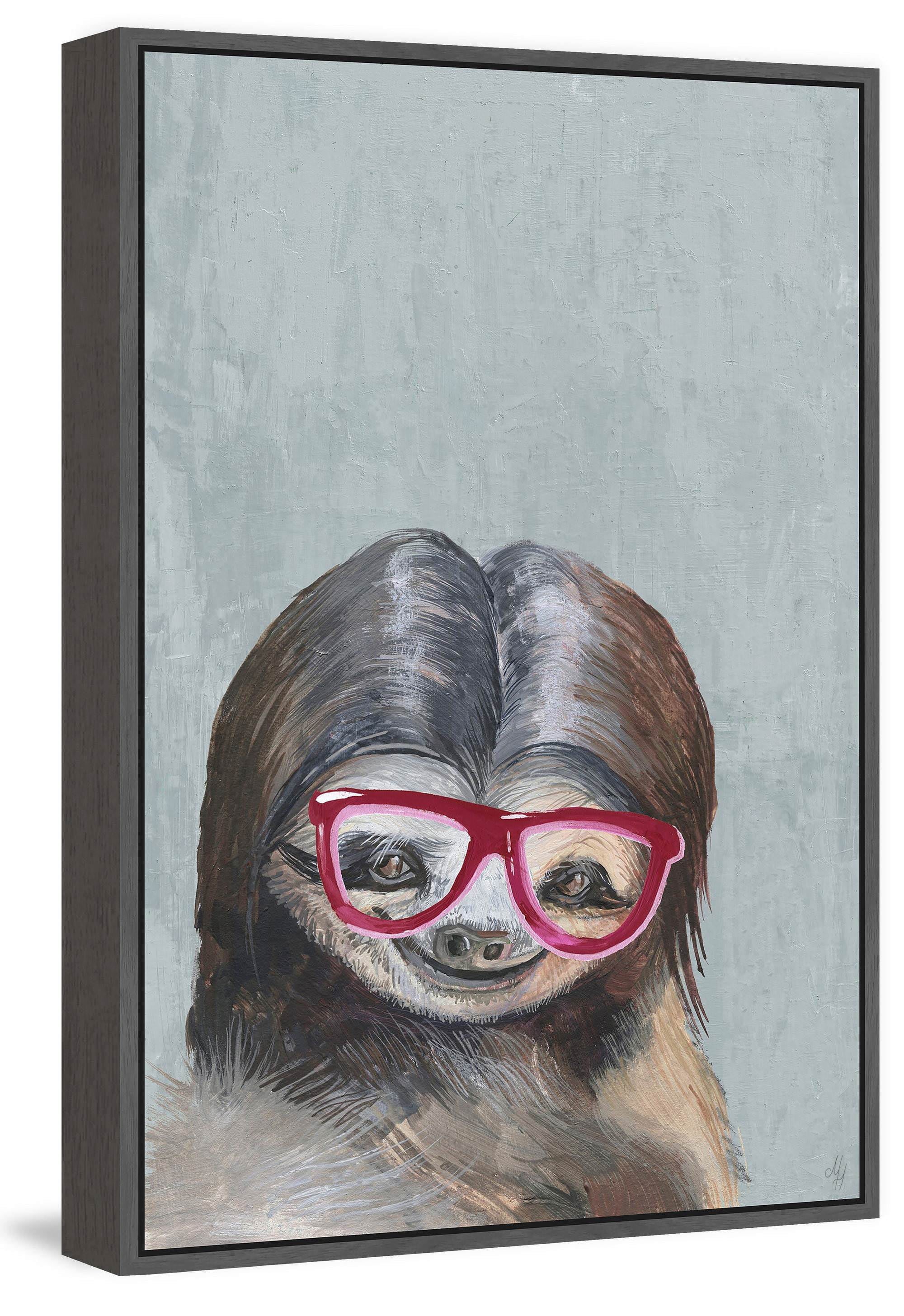 Nerdy Sloth II Floater Framed Painting Print on Canvas