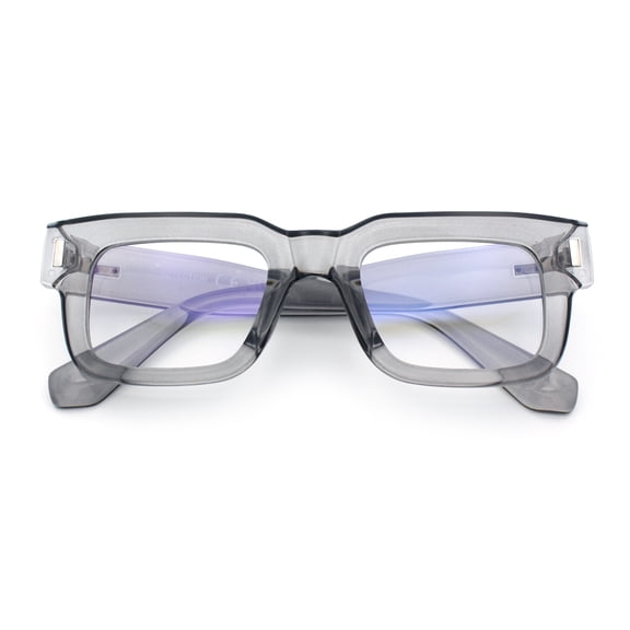 Nerdy Thick Plastic Hipster Horn Rim Clear Lens Blue Light Filter Computer Glasses Slate