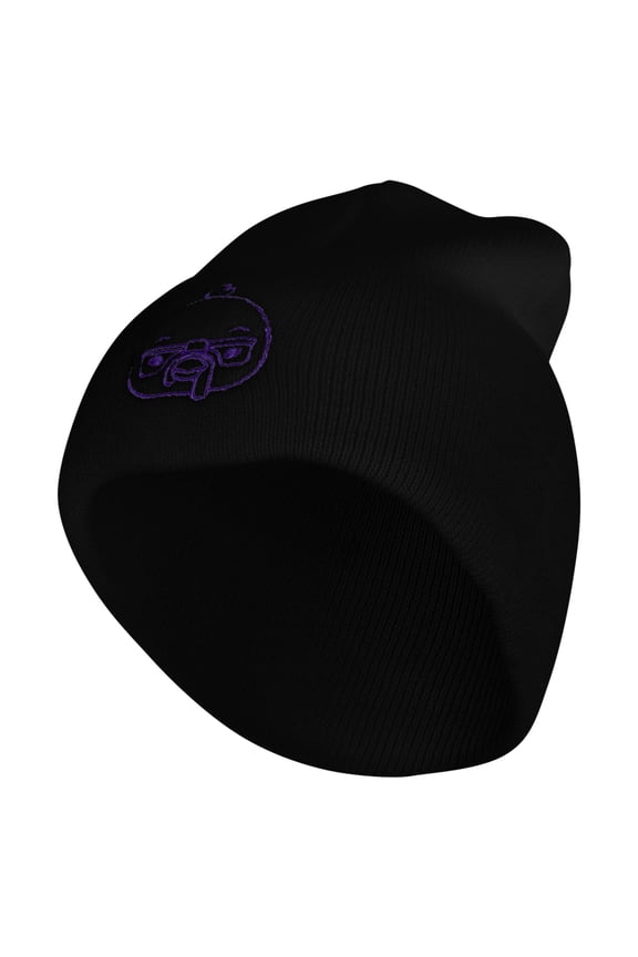 Nerdy Turkey Embroidered 8 inch Acrylic Short Blank Beanie - Black OSFM