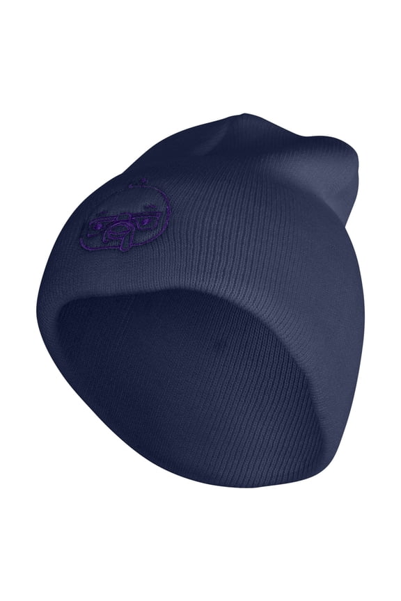 Nerdy Turkey Embroidered 8 inch Acrylic Short Blank Beanie - Navy OSFM