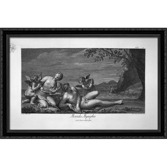 Nereides 40x26 Large Black Ornate Wood Framed Canvas Art by Giovanni Battista Piranesi