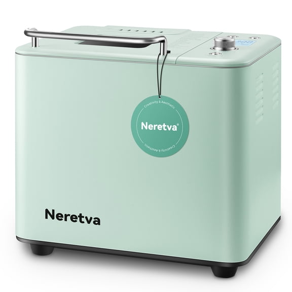 Neretva Bread Maker Machine, 16-in-1 Automatic Bread Machine with Dual Heaters, 2LB Ceramic Pan, Light Green