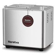 Neretva Bread Maker, 20-IN-1 2LB Bread Machine Dual Heater Bread Maker Machine Automatic with Nonstick Ceramic Pan, 15H Timer & 1H Keep Warm Set, Low Noise, Stainless Steel Breadmaker Recipe-Silver