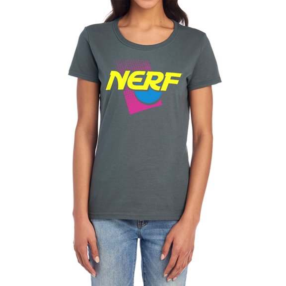 Nerf 90S Logo Women's T Shirt, Charcoal, X-Large