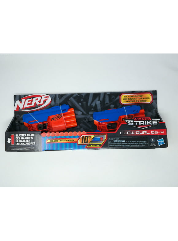 Nerf Alpha Strike Claw Dual QS-4 Blaster 10X Elite Foam Darts Hasbro