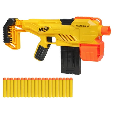 Nerf Alpha Strike Flyte CS-10 Motorized Blaster, Includes 20 Darts, 10-Dart Clip